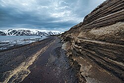 Layers of phreatomagmatic tephra on Deception Island