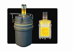 Rendering of a ladle furnace, a variation of the electric arc furnace used for keeping molten steel hot