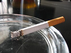 A smouldering cigarette.