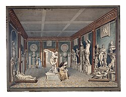 William Chambers, The sculpture collection of Charles Townley in the dining room of his house, 1794, British Museum