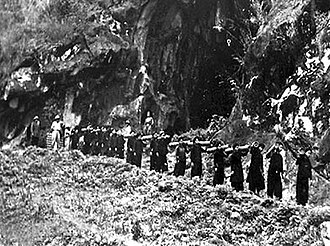 Viet Minh Hmong porters on their way to the battle; thousands were used to handle supplies, food, weapons and ammunition to the besiegers
