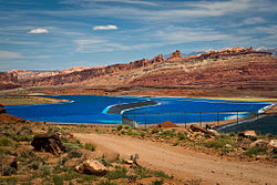Potash evaporation ponds at the Intrepid Potash mine near Moab, Utah