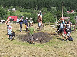 Natural oil spring in Korňa, Slovakia
