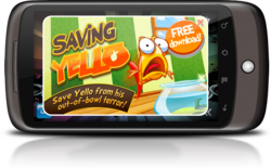 A mobile game displaying a full-screen interstitial ad for a different game
