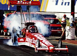 Budweiser-sponsored Top Fuel dragster of Kenny Bernstein in 1993