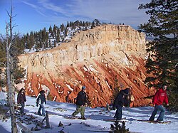 Snowshoers in Bryce Canyon, Utah, U.S.