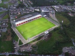 St. Enda's GAA ground, in Omagh. The playing field used in Gaelic football and hurling is a little over a hectare in size.