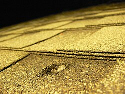 The impact pit made by a 61.9 grams (2.18 ounces) Novato meteorite when it hit the roof of a house on 17 October 2012.