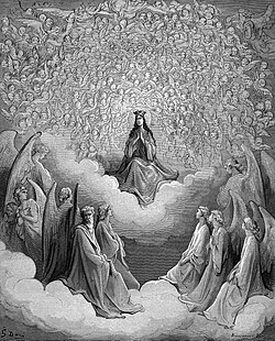 Mary as the Queen of Heaven in Dante's Divine Comedy. Illustration by Gustave Doré.