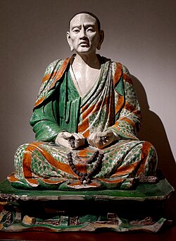 One of the life-size Yixian glazed pottery luohans
