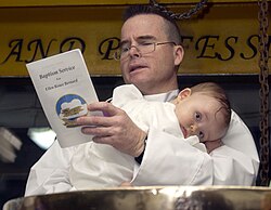 A baptism, at which Christian names are traditionally given