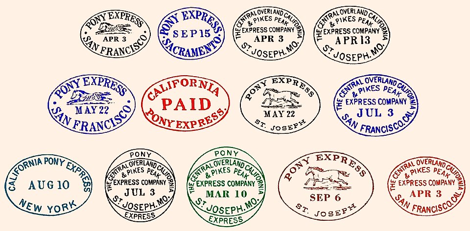 Postmarks on Pony Express mail[42]