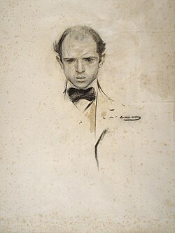 A young Pau Casals, by Ramon Casas