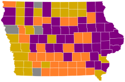 Purple for Barack Obama, Orange John Edwards, Yellow for Hillary Clinton