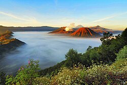 Eastern Salient of Java mountain range view from Bromo Tengger Semeru National Park at early morning