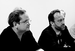 Lessig and Jimmy Wales at the iCommons iSummit07 in Dubrovnik