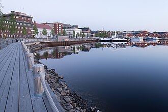 Summer night in the city of Luleå, Sweden on May 30, 2013. Although the sun sets, it remains light throughout the night.