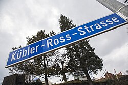 Street named after Kübler-Ross in Meilen, Switzerland