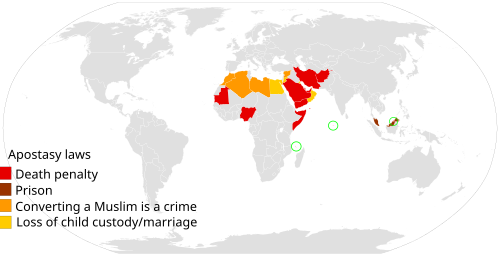 Restriction of apostasy by country (2020)[104]