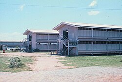 Barracks at Camp Friendship, part of a group of five "H-type" open bay design south of Bataan Drive used by the air force in 1973