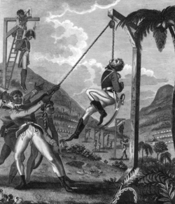 Haitians hanging French soldiers