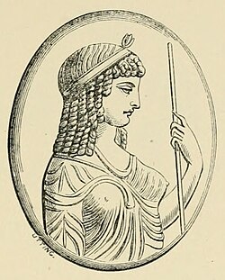 Isis, crowned with the lotus and bearing the sceptre. An intaglio, of Ptolemaic date, in sardonyx.