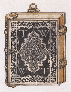 Design by Hans Holbein the Younger for a metalwork book cover (or treasure binding)