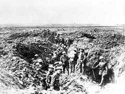 Canadian infantry consolidate their positions at Vimy Ridge.