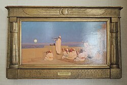 Prayer to Khonsu (1905) by Stefan Bakałowicz, a modern painting depicting priests worshiping Khonsu and the moon