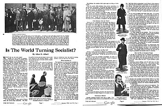 "Is The World Turning Socialist?" An article by Allen D. Albert published in The Rotarian commenting on the rising popularity of socialism in the postwar era, January 1918