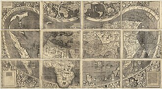 Universalis Cosmographia, also known as the Waldseemüller map, dated 1507, was the first map to show the Americas separating two distinct oceans. South America was generally considered the New World and shows the name "America" for the first time, after Amerigo Vespucci