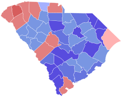 1998 Senate election results by county Inglis 40–50% 50–60% 60–70% Johnson 40–50% 50–60% 60–70% 70–80%