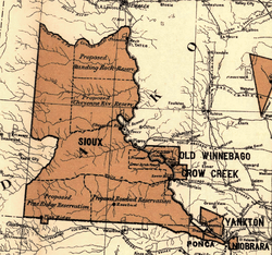 Great Sioux Reservation, 1888, established by Treaty of Fort Laramie (1868)