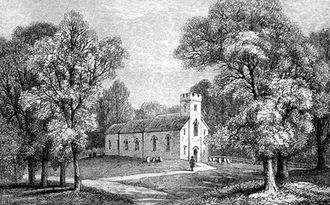 Church of St Nicholas in Steventon, as depicted in A Memoir of Jane Austen[12]