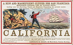 Advertisement about sailing to California, c. 1850