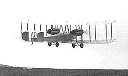 Alcock and Brown beginning their non-stop transatlantic flight in their Vickers Vimy, 1919