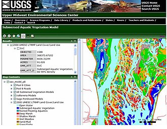 ArcGIS Server website depicting submersed aquatic vegetation