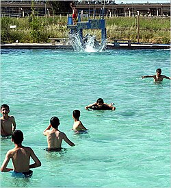 Chlorinated water is used in swimming pools to disinfect water from microbial contaminants.