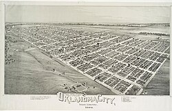 Lithograph of Oklahoma City from 1890.