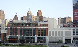 The original Opera House structure (left) and stagehouse extension along Madison Avenue