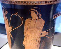 Attic red-figure kathalos painting of Sappho from c. 470 BCE[55]