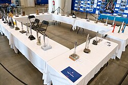 Hugo Awards through the years exhibited in Helsinki, 2017