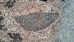 Mafic enclave in granite rock, at Yosemite National Park