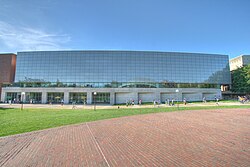The Zesiger Sports and Fitness Center houses a two-story fitness center as well as swimming and diving pools.