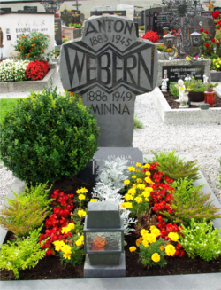 Grave of Webern and his wife Minna at the cemetery in Mittersill