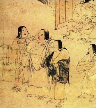 The disease scroll (Yamai no soshi, late 12th century) depicts a woman moneylender with obesity, considered a disease of the rich.