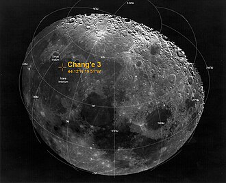 The planned landing site was Sinus Iridum, a lava-filled crater 249 km (155 mi) in diameter. The actual landing took place on Mare Imbrium.