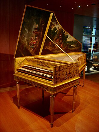 This harpsichord is the work of two celebrated makers: originally constructed by Andreas Ruckers in Antwerp (1646), it was later remodeled and expanded in a process called grand ravalement by Pascal Taskin in Paris (1780).