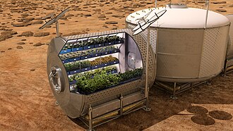Depiction of NASA's plans to grow food on Mars