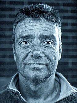 A portrait taken using only UV light between the wavelengths of 335 and 365 nanometers